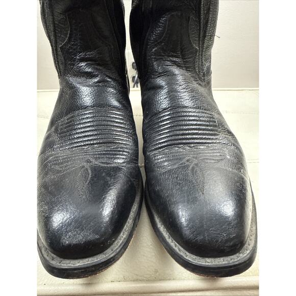 J. Chisholm men’s Black leather western cowboys boots vintage size 9 EE USA EUC